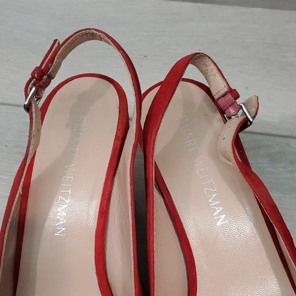 Stuart Weitzman Womens Ankle Suede Slingback Wedge Sandals shoes sz 7.5M - Picture 6 of 13